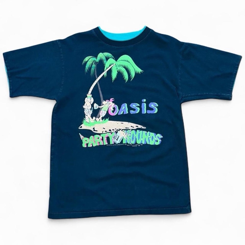Vintage 90s Oasis Party Hounds Cartoon Beach Palm Tree Animal T-shirt Large